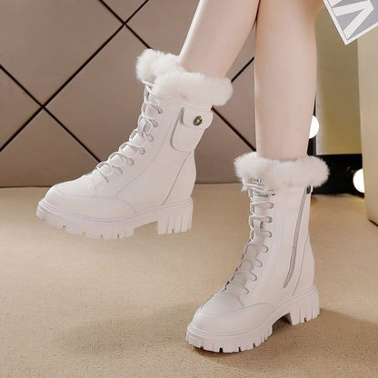 Lene - Downy Collar Boots For Women