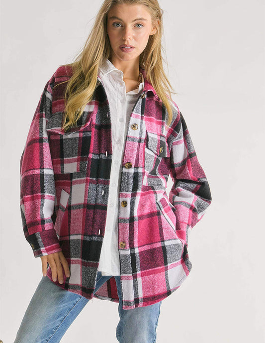 Plaid Charm Veste t-shirt surdimensionnée pour femme