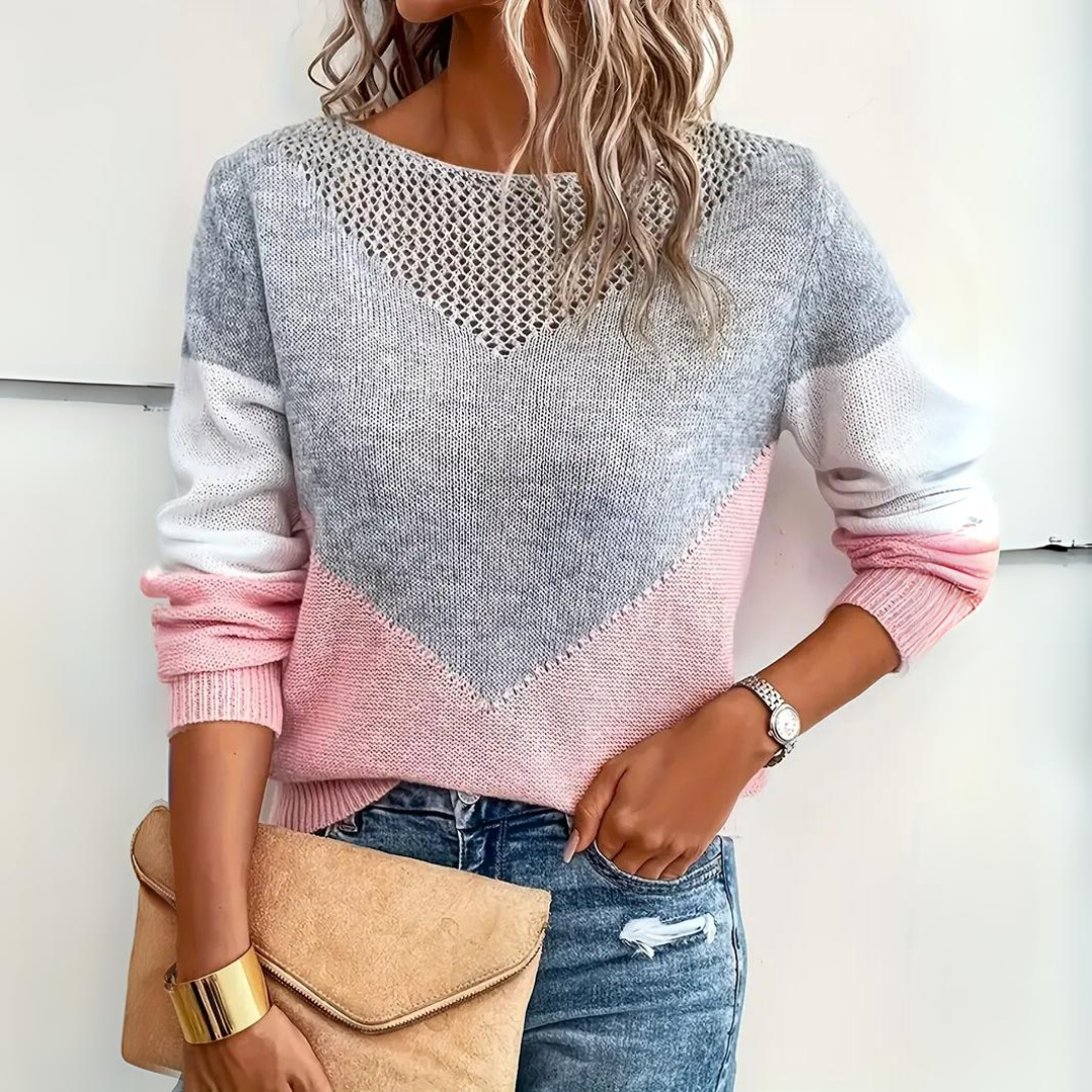 Reena Sweater | Pull tricoté stylisé avec blocs de couleurs