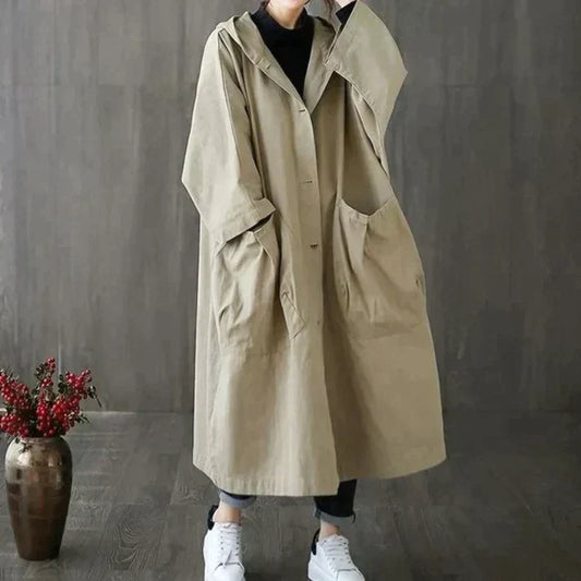 Trench-coat coupe-vent grande taille avec poches pour femmes