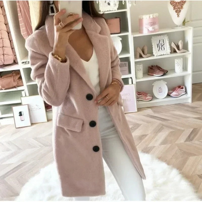 Léonie - Trench Coat Chaleureux avec Fermeture à Boutons et Col Revers