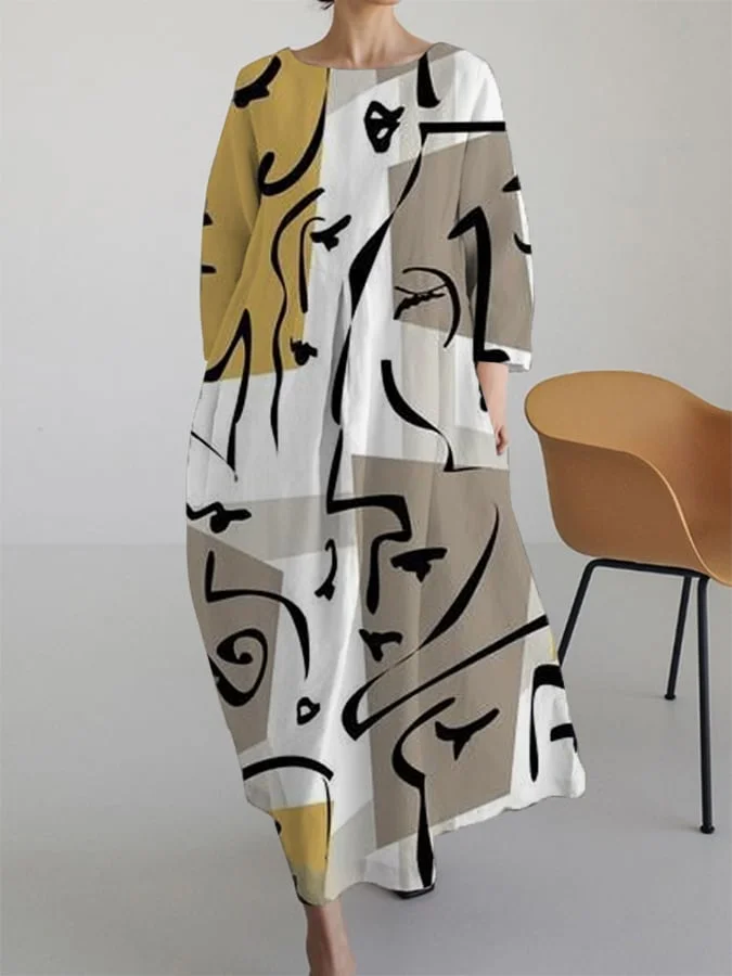 Paislee - Robe rétro à imprimé humain abstrait pour femme