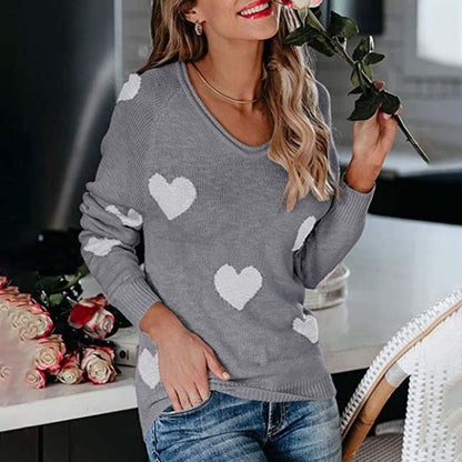 Woldine Sweater | Pull tricoté à motif de cœur pour femmes