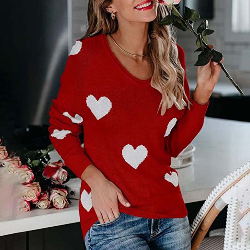 Woldine Sweater | Pull tricoté à motif de cœur pour femmes