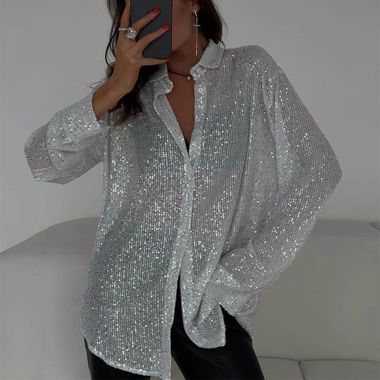 Ussina Blouse | Blouse à manches longues pailletées