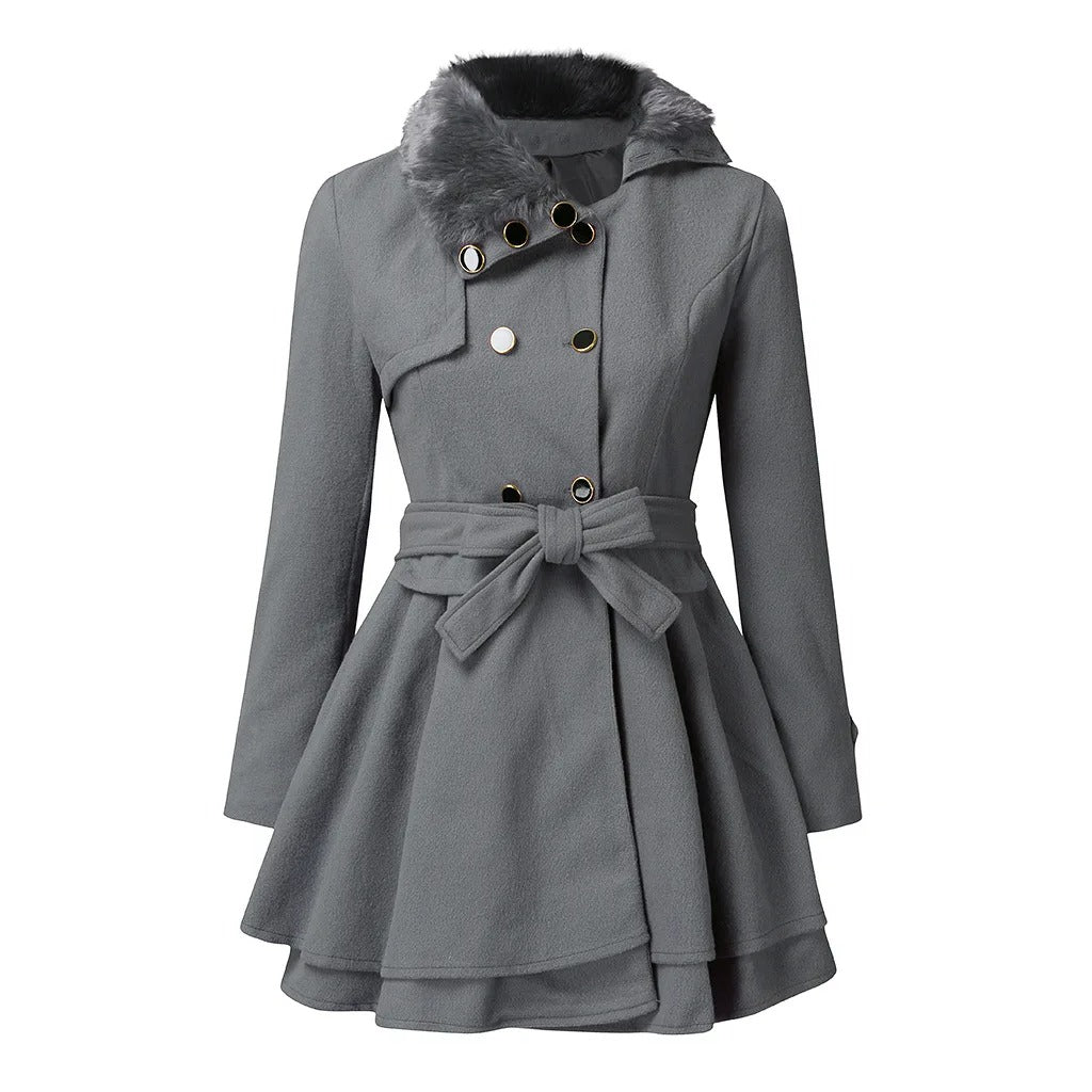 Yen | Schicker Trench-coat mit veganem Pelz