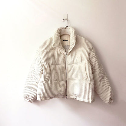 Veste Matelassée à Col Montant Coloris Crème pour Femme