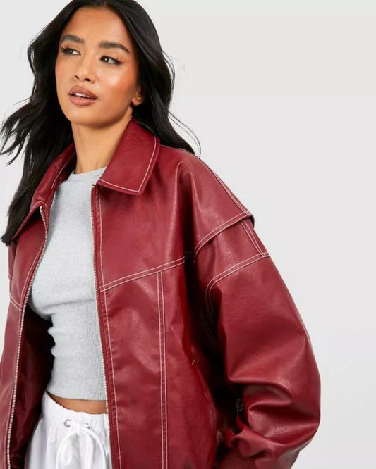 Veste bomber chic en cuir pour femme - khalil