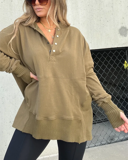 Sweat à capuche avec col en V pour femme