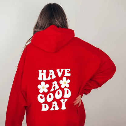 Coco-Mode | Hoodie oversized décontracté avec imprimé "Have A Good Day" et sac parfait pour l'automne/hiver