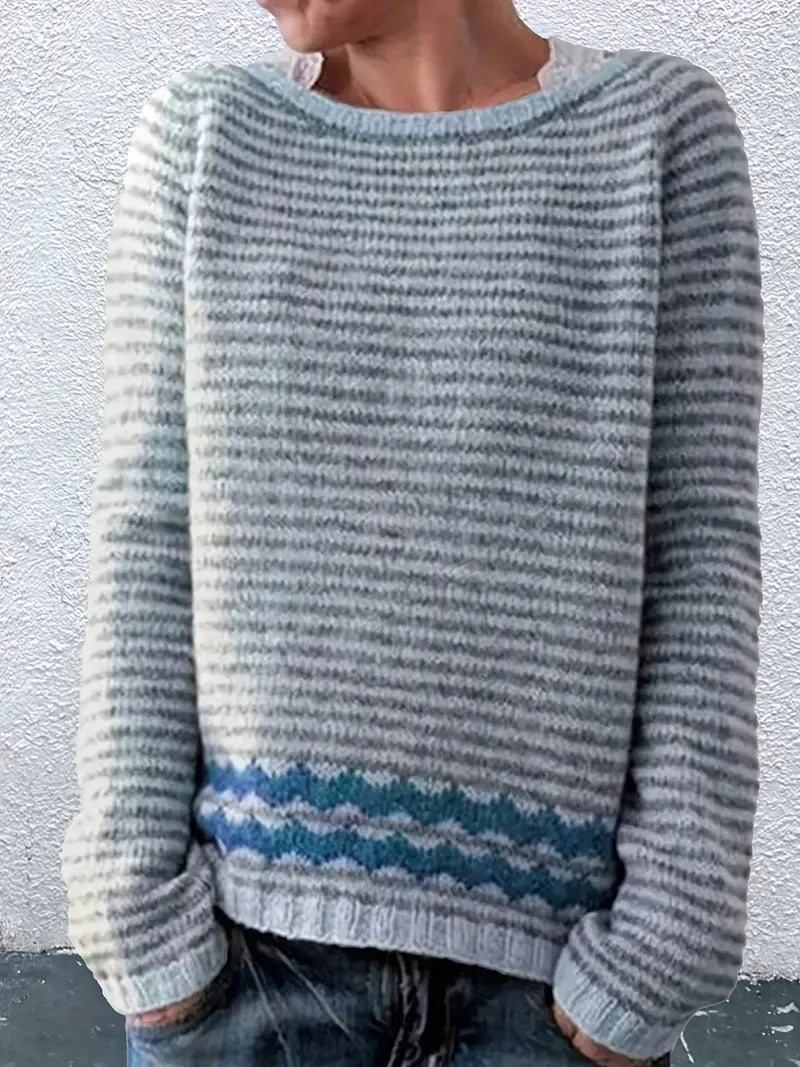 Pull femme rayé à manches longues