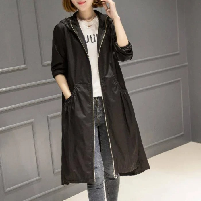 Yalina Coat | Long Hood Zippered Coat