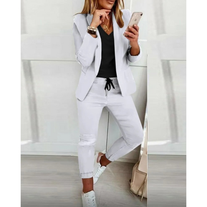 Lena | Ensemble blazer et pantalon slim uni