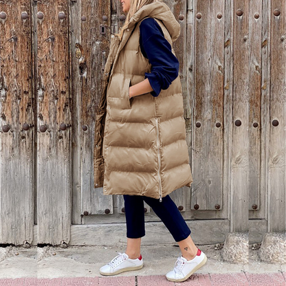 Veste longue à capuche tendance