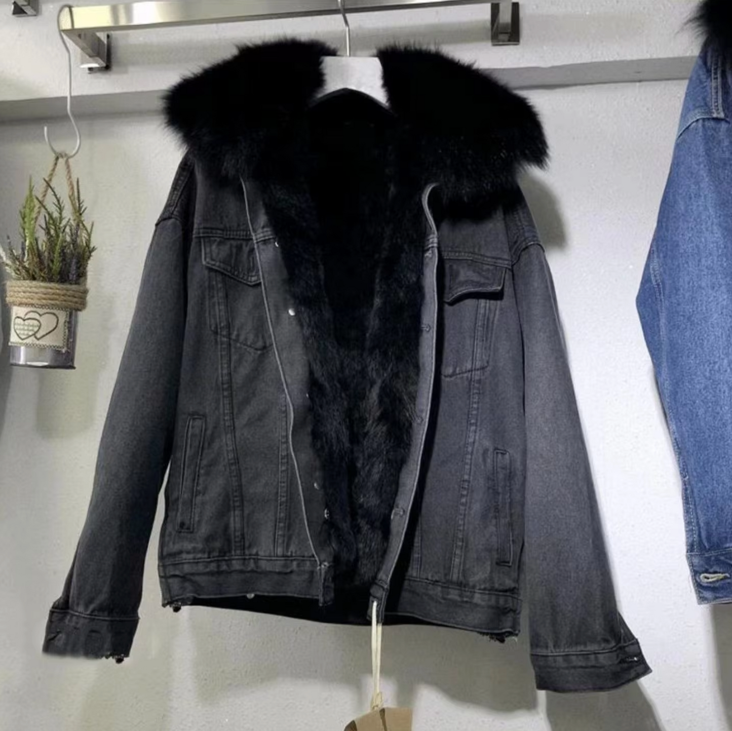 Manteau en jean, veste en peluche et coton