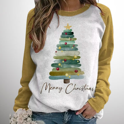 Pull imprimé arbre de Noël pour femmes