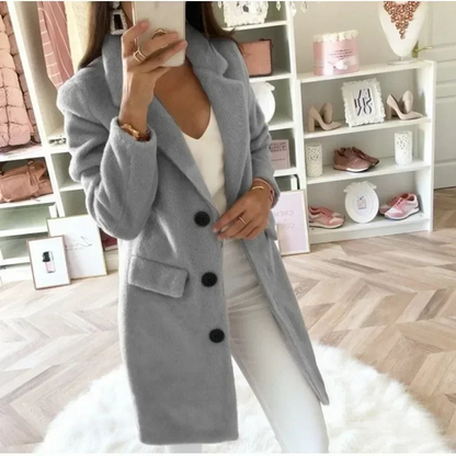 Léonie - Trench Coat Chaleureux avec Fermeture à Boutons et Col Revers