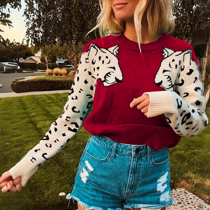 Rhealyn Sweater | Pull tendance avec motif léopard