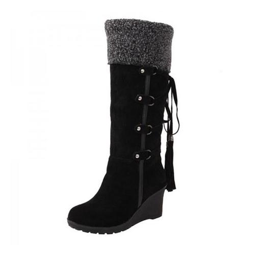 "Bottes Montantes en Wedge Chaleureuses pour l'Hiver "