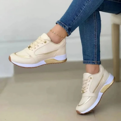 Liv | Chaussures sport en cuir pour femmes avec semelle souple blanche