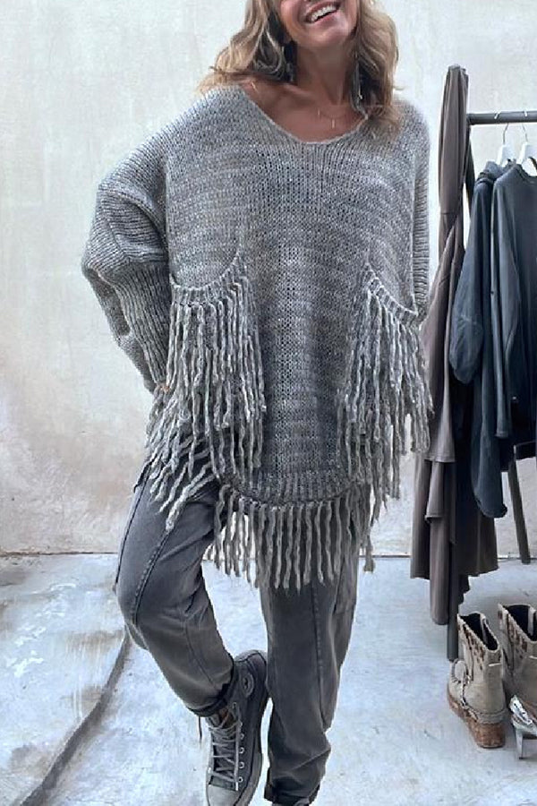 Uschi Sweater | Pull à pompon en tricot ample