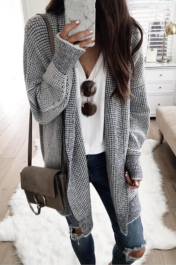 Wendyla Cardigan | Long Cosy Waffle Textured Cardigan