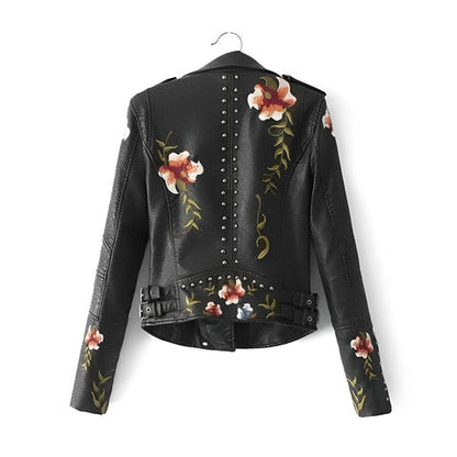 Veste en cuir vintage avec fleurs pour femmes | Parfait pour tous les jours