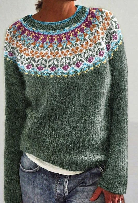 Pull-over femme à motif jardin