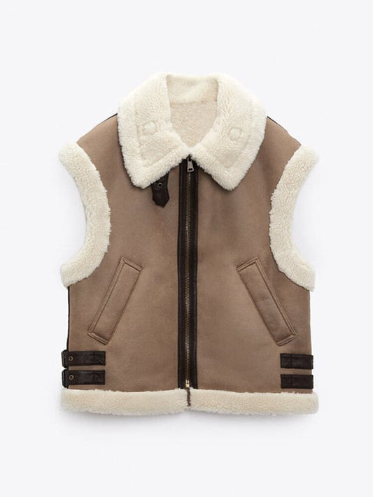 Gilet avec doublure en peluche pour femmes