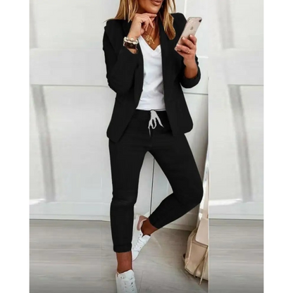 Lena | Ensemble blazer et pantalon slim uni