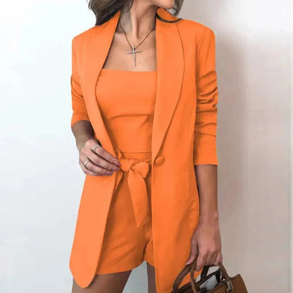 Ensemble blazer et short - Style estival élégant - Coton confortable - Parfait pour les occasions formelles et décontractées