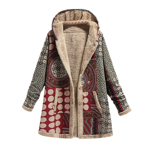 Veste à capuche en peau de mouton patchwork, luxueuse, élégante et chaude pour femmes