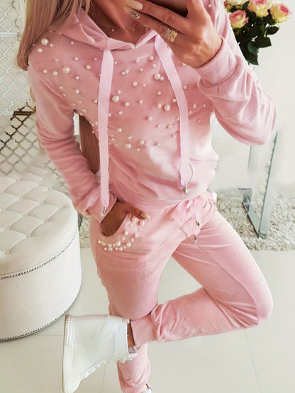 Florantha Set | Ensemble sweat et pantalon perlé à capuche pour femme