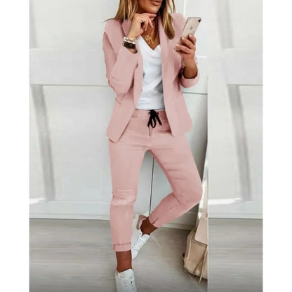 Lena | Ensemble blazer et pantalon slim uni