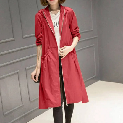 Yalina Coat | Long Hood Zippered Coat