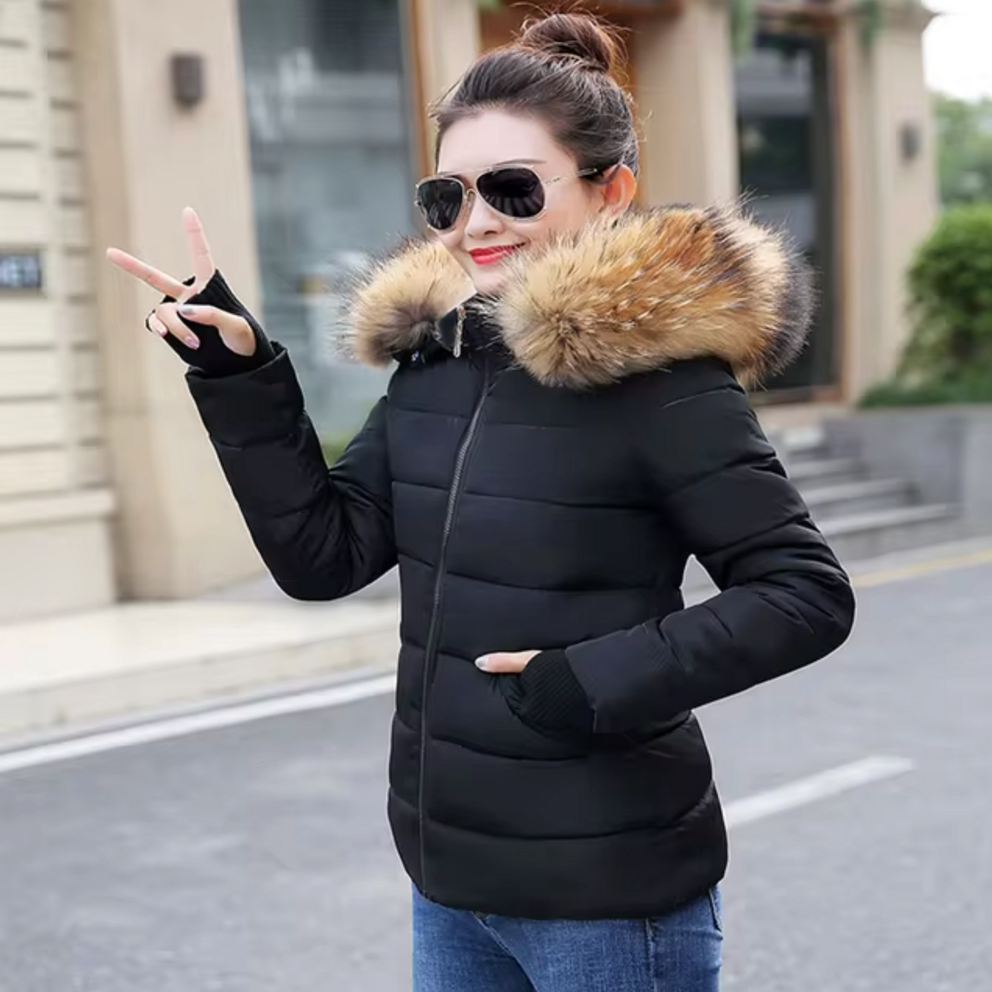 Veste à capuche avec doublure en fourrure