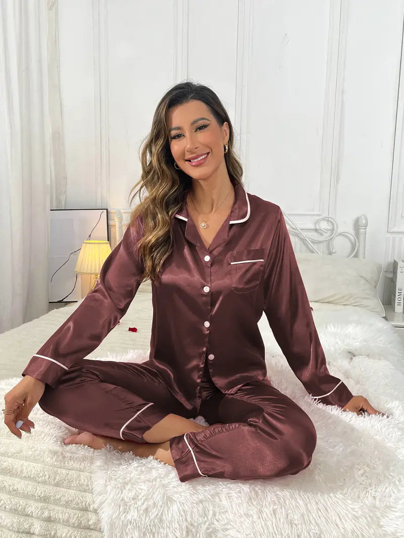 Heidi-Mode - Ensemble pyjama en satin pour femme