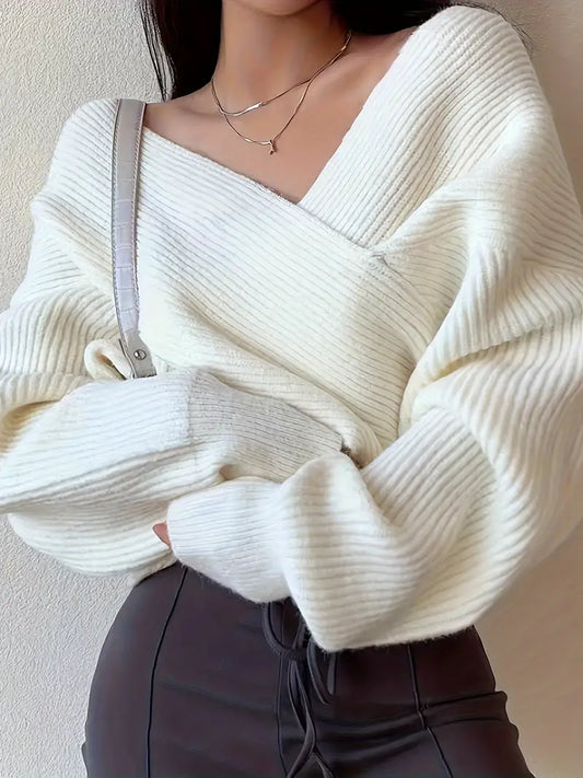 Élodie – Pull croisé en maille pour un look moderne