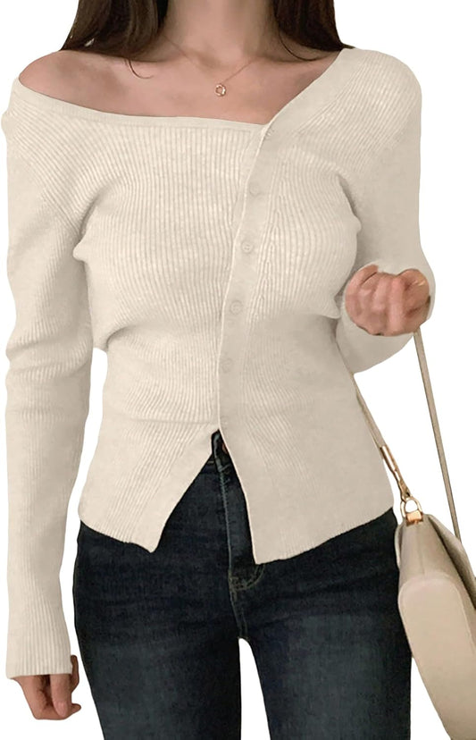 Rashina Sweater | Cardigan asymétrique avec boutons