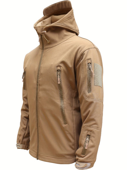 Veste à capuche tactique en polaire softshell avec poches zippées pour hommes | Parfait pour les activités de plein air