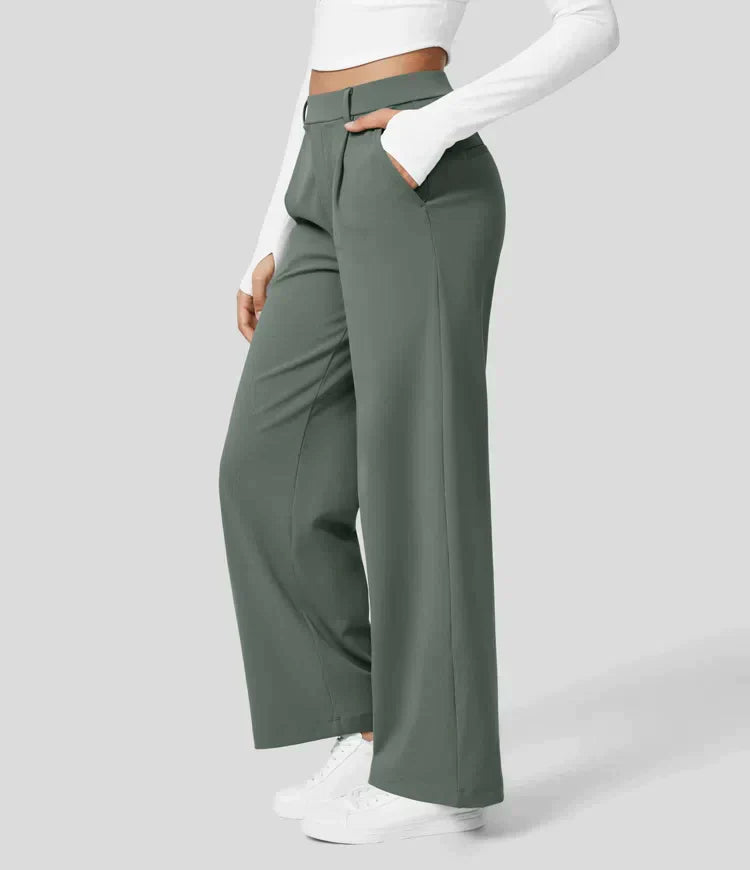 Séraphine - Pantalon stretch taille haute avec jambe droite