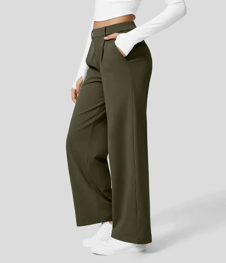 Séraphine - Pantalon stretch taille haute avec jambe droite