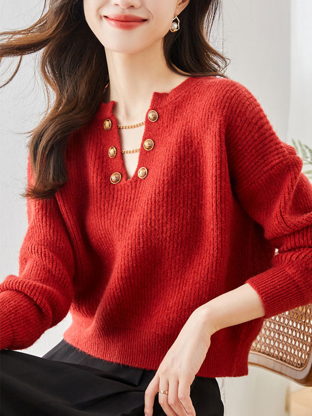 Winoldine Sweater | Pull en chaîne tricoté pour femmes