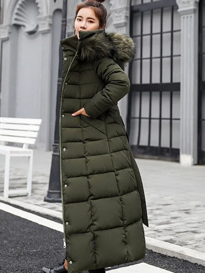 Manteau rembourré pour femme avec ceinture