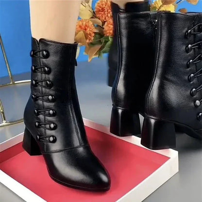 Bottes chaudes en cuir grossier pour femmes