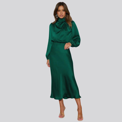 Nika | robe midi en satin pour femme