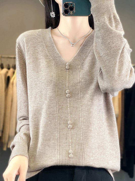 Wrenda-Lynn Sweater | Pull décontracté en tricot à col en V