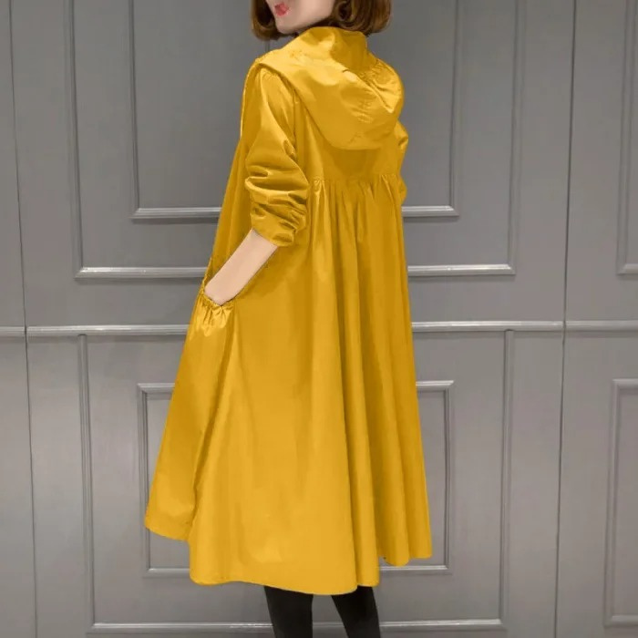 Yalina Coat | Long Hood Zippered Coat