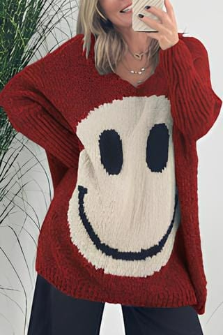 Pull smiley pour femme