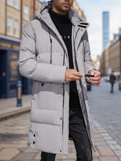 Veste d'hiver noire rembourrée décontractée avec capuche pour hommes | Parfait pour les activités de plein air